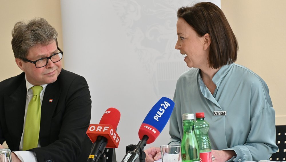 Minister Polaschek, Caritas-Generalsekretärin Parr