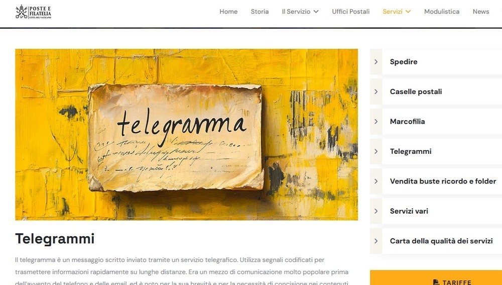 Screenshot Telegramm-Service der vatikanischen Post