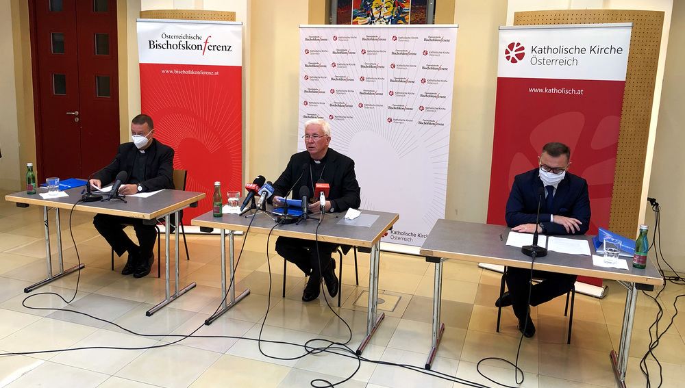 Pressekonferenz zum Ende der Herbstvollversammlung der Bischofskonferenz am 13. November 2020 in Wien mit Erzbischof Franz Lackner