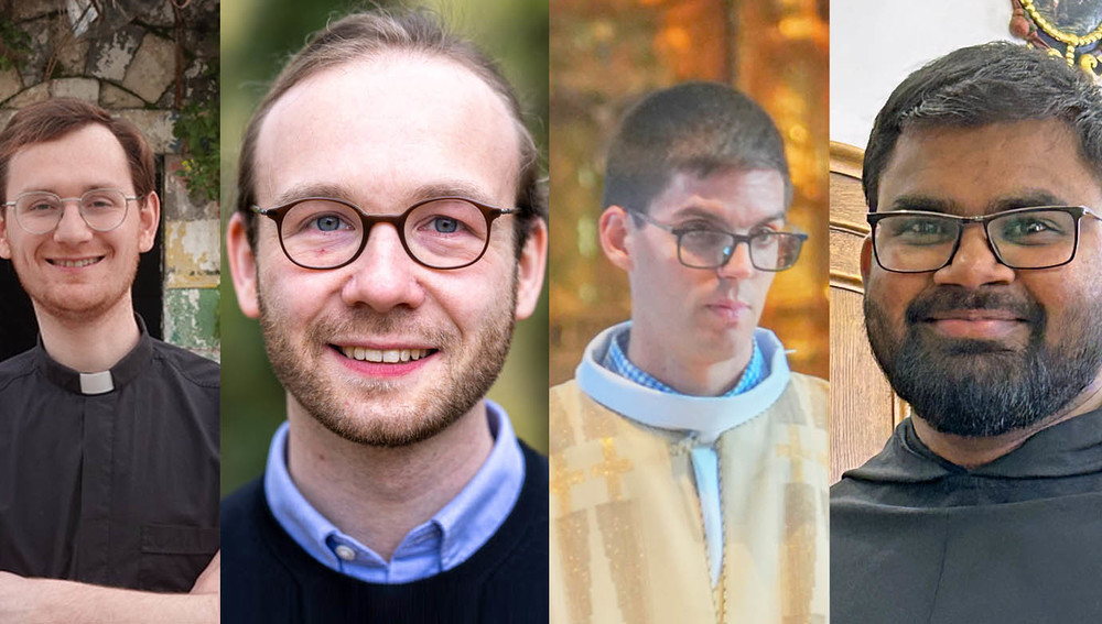 Gerald Baumgartner SJ, Manfred Grimm SJ, Daniel Weber SJ, Philip J. M. Maria-Joseph OSM (v.l.)